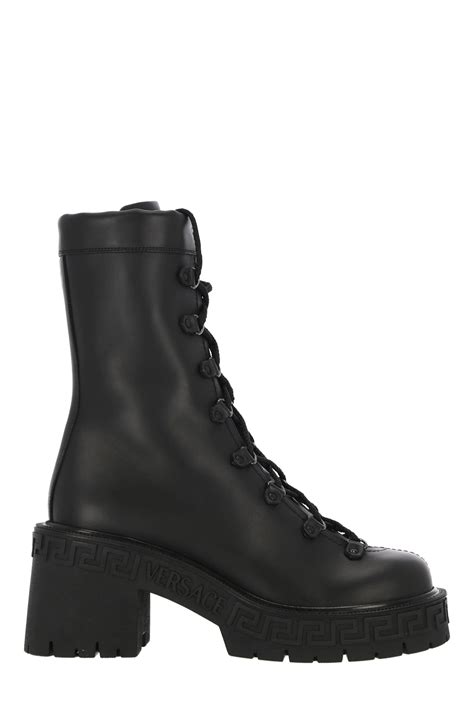 versace greca embossed platform boots|Versace Greca Platform Combat Boots for Women .